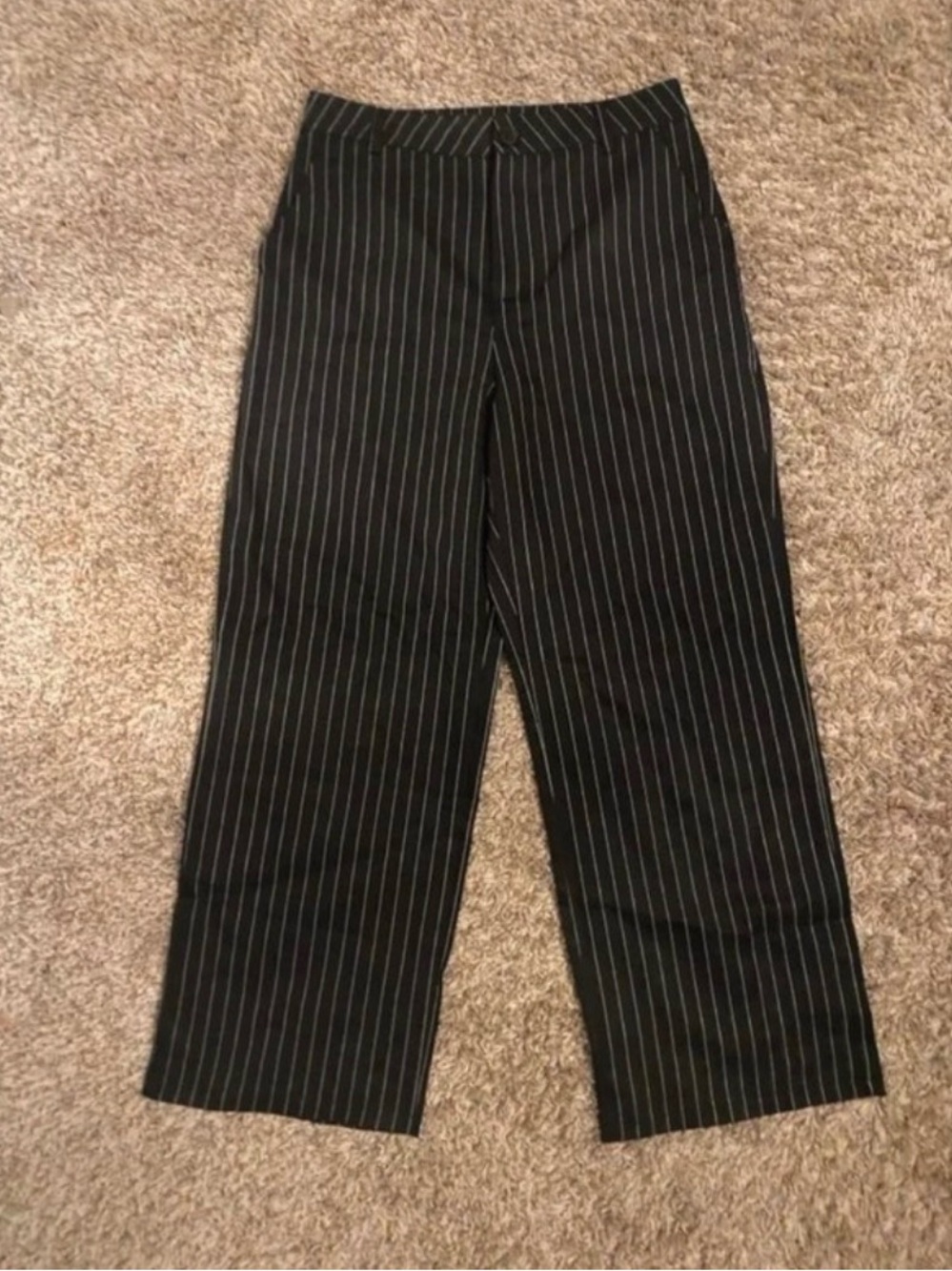 SHEIN Black Pinstripe Wide-Leg Pants